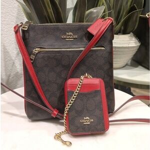 Coach Mini Rowan File Crossbody Bag w/ Matching Coach Wallet Walnut Authentic